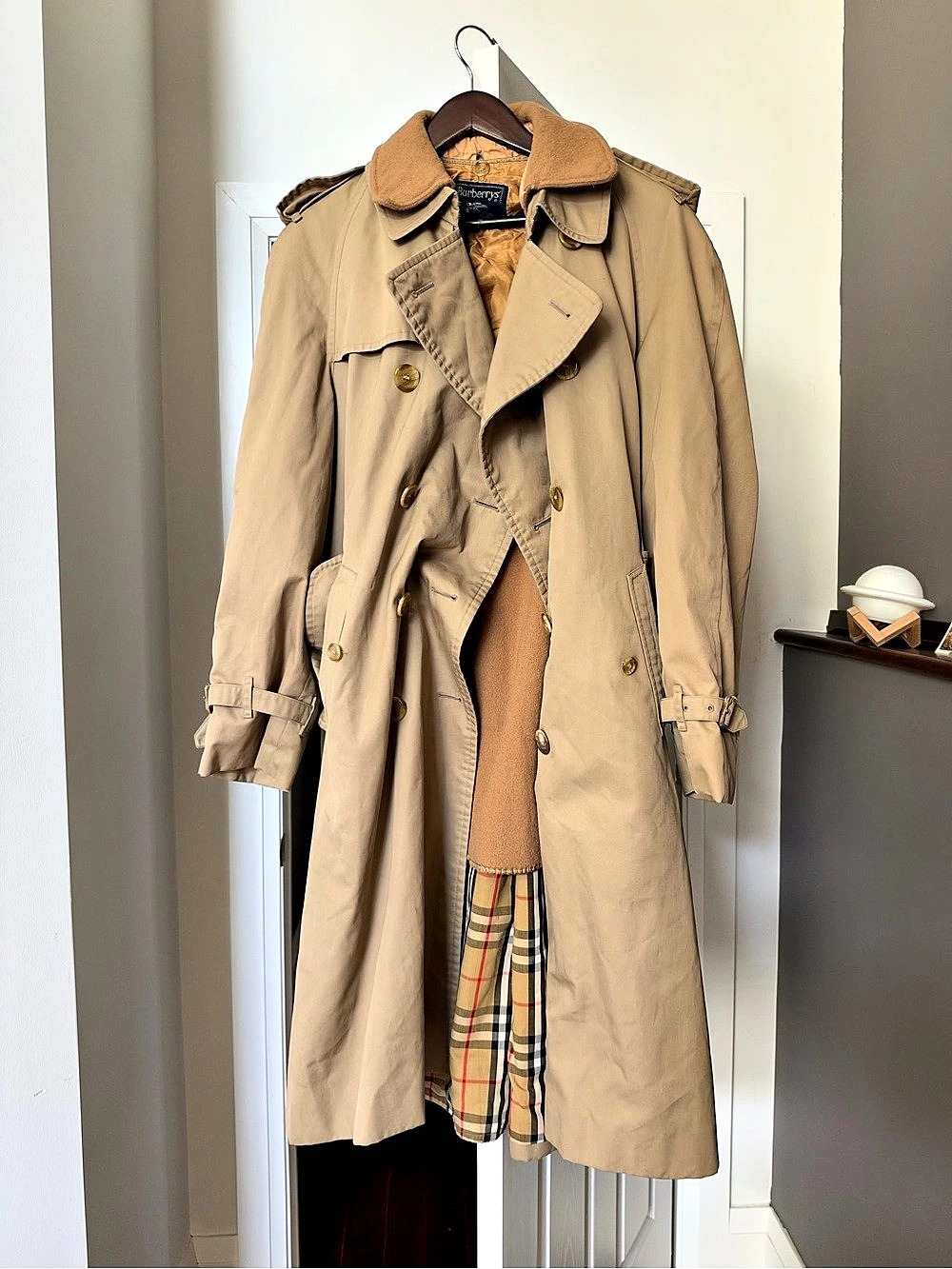Vintage Burberry Plaid-Lined Trench Coat Size 40